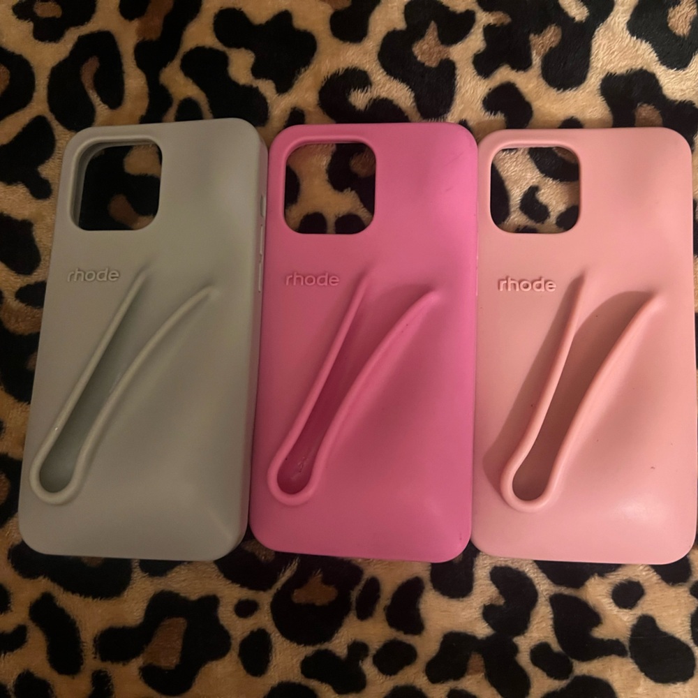RHODE Phone Case Bundle- Grey, Hot Pink, Light Pink (Gently Used)
